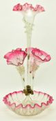 VICTORIAN CRANBERRY TINTED & CLEAR GLASS EPERGNE