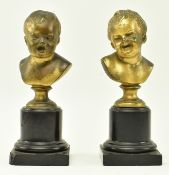 PAIR OF VICTORIAN 19TH CENTURY BRONZE CRYING INFANT BUSTS
