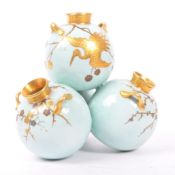 ROYAL WORCESTER - QUADRUPLE ORB VASE WITH GILT DECORATION