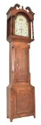 19TH CENTURY GEORGE III OAK AND MAHOGANY LONGCASE CLOCK