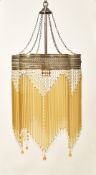 ART DECO INSPIRED BRASSED METAL & GLASS ROD CHANDELIER