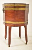 GEORGE III MAHOGANY & BRASS BOUND WINE COOLER ON FEET