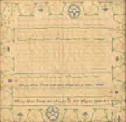 VICTORIAN 19TH CENTURY FAMILY TREE NEEDLEPOINT SAMPLER