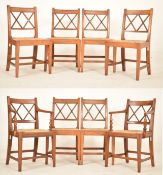 SET OF EIGHT REGENCY ELM & RUSH SEAT DINING CHAIRS