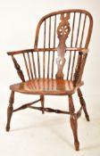 VICTORIAN YEW, ELM & BEECH WOOD WINDSOR COMB BACK ARMCHAIR