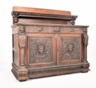 FLEMISH 19TH CENTURY CARVED OAK COURT CUPBOARD