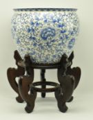 LARGE CHINESE BLUE & WHITE CERAMIC ' FISH TANK ' JARDINIERE