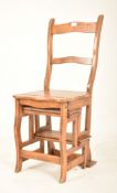 EDWARDIAN BEECH WOOD METAMORPHIC LIBRARY STEPS CHAIR
