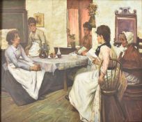 CONTINENTAL MID 20TH CENTURY OIL PAINTING OF FIVE WOMEN