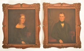 ENGLISH SCHOOL - PAIR OF 19TH CENTURY OIL ON CANVAS PORTRAITS