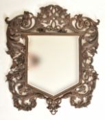 VICTORIAN ROCOCO STYLE CAST IRON WALL MIRROR