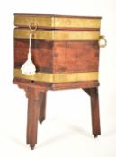 GEORGE III MAHOGANY & BRASS BOUND HEXAGONAL WINE COOLER