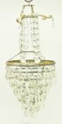 FRENCH EMPIRE BRASS & GLASS BASKET CHANDELIER