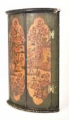 19TH CENTURY CHINOISERIE GREEN PAINTED CORNER CUPBOARD