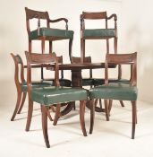 REGENCY 19TH CENTURY MAHOGANY TILT TOP DINING TABLE WITH CHAIRS