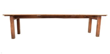 EARLY 20TH CENTURY ELM WOOD PLANK TOP REFECTORY TABLE