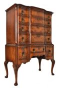 QUEEN ANNE REVIVAL WALNUT SERPENTINE FRONT CHEST ON LEGS
