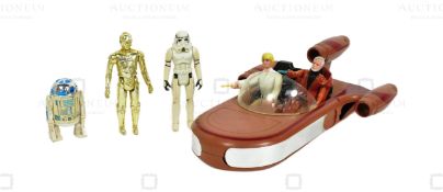 STAR WARS - VINTAGE PALITOY LANDSPEEDER & FIGURES