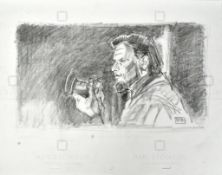 STAR WARS - GARY KURTZ - ORIGINAL HAND DRAWN STUDY BY RICHARD BAZLEY