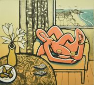 TREVOR PRICE (B. 1966) - SOFA COUPLE II - COLOURED ETCHING
