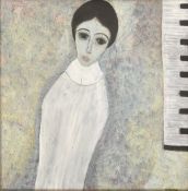 ISRAEL BROYTMAN (B. 1939) - GIRL WITH PIANO - OIL ON BOARD