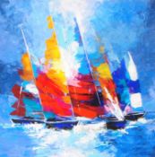 CORTES (B. 1963) - SAILING BOATS - OIL ON CANVAS