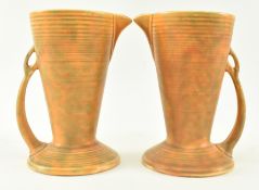 FLAXMAN WARE - WADEHEATH - PAIR ART DECO STUDIO POTTERY JUGS