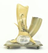 DOUBLED HORN SHAVING BRUSH AND POWDER BOTTLE SET