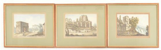 THREE GRAND TOUR VICTORIAN WATERCOLOUR ON PAPER PAINTINGS