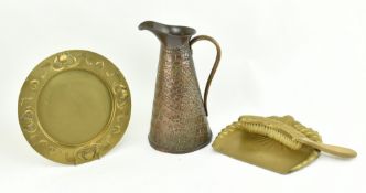 JOSEPH SANKEY & SONS - THREE PIECES OF HAMMERED BRASSWARE