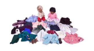 SASHA DOLLS - TWO VINTAGE 1970S DOLLS WITH COLLECTION OF CLOTHES