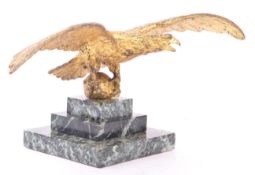 ORMOLU EAGLE FIGURINE ON THREE TIERED MARBLE BASE