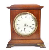EDWARDIAN WALNUT INLAID MANTLE CLOCK - SFRA FRENCH MOVEMENT