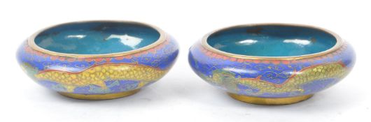 TWO 1920S CHINESE ENAMEL CLOISONNE DISHES