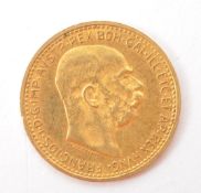 AUSTRIAN 1910 10 CORONA FRANZ JOSEPH 900 GOLD COIN