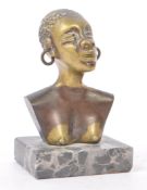 20TH CENTURY AFRICAN BRONZE FEMALE BUST FIGURE