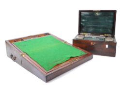 VICTORIAN MAHOGANY WRITING SLOPE & VANITY BOX