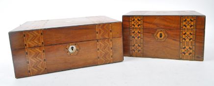 TWO 19TH CENTURY TUNBRIDGE INLAID WORK / VANITY BOXES