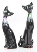 PAIR OF CONTEMPORARY CERAMIC POTTERY CAT FIGURES