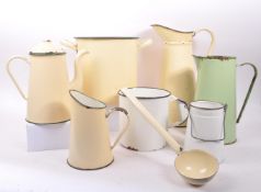 COLLECTION OF VINTAGE 20TH CENTURY ENAMEL WARE JUGS