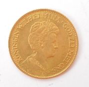 ROYAL DUTCH MINT - EARLY 20TH CENTURY 10 GUILDER GOLD COIN