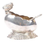 ART DECO SILVER PLATE CHICK AND EGG SALT CELLAR