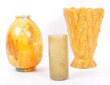 CROWN DUCAL / SYLVAC - TWO CERAMIC VASES WITH GLASS VASE