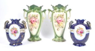 PAIR OF 19TH CENTURY AMPHORA CERAMIC POTTERY VASES