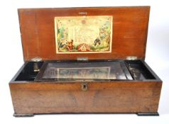 LATE 19TH CENTURY SWISS WALNUT CYLINDER MUSIC BOX
