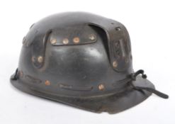 MID CENTURY LEATHER COAL MINERS SAFETY HELMET