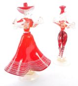 MURANO GLASS - TWO MID 20TH CENTURY PAIR OF GLASS DANCERS