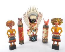 COLLECTION OF VINTAGE GROTESQUE WOODEN CARVED FIGURES