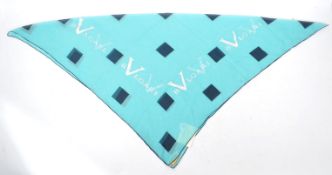 BVLGARI - VINTAGE ITALIAN BVLGARI TURQUOISE SILK SCARF