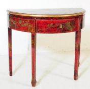 20TH CENTURY CHINOISERIE DEMI LUNE CONSOLE TABLE